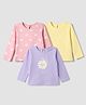 Babyhug 100% Cotton Knit Full Sleeves T-Shirts with Flower, Butterfly & Polka Dots Print Pack of 3 - Pink Yellow Lavender