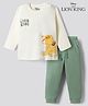 Bonfino Disney 100% Cotton Interlock Knit Full Sleeves T-Shirt & Pyjama Night Suit with Lion King Graphics - Offwhite & Green
