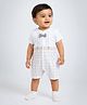 Little Surprise Box Cotton Woven Half Sleeves Checked Romper - Beige