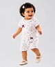 Little Surprise Box Cotton Woven  Half Sleeves Bunny & Cupcake Patch Detailed Romper - Cream