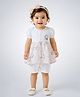 Little Surprise Box Cotton Woven Half Sleeves Panda Printed Dress Style Romper - Peach