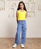 Shorgul Cotton Knit Sleeveless Solid Top & Cargo Jeans Set - Yellow