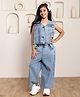 Shorgul Cotton Denim Sleeveless Washed Waistcoat Style Top & Jeans Set - Blue