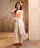 Shorgul Viscose Rayon Woven Sleeveless Butterfly Embroidered Top & Palazzo Set - Beige