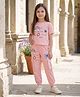 Laughing kids Cotton Jersey Knit Half Sleeves Rainbow Printed Tee & Joggers Set - Peach