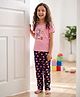 Laughing kids Cotton Jersey Knit Half Sleeves Cats Printed Tee & Pajama Set - Pink & Navy Blue