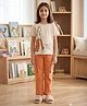 Laughing kids Cotton Jersey Knit Half Sleeves Bunny Printed Tee & Pajama Set - Cream & Orange