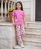 Laughing kids Cotton Jersey Knit Half Sleeves Hot Air Balloon Printed Tee & Pajama Set - Pink