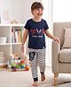 Laughing kids Cotton Jersey Knit Half Sleeves Bear & I Love Sleep Text Printed Tee & Pajama Set - Navy Blue & White
