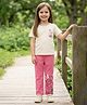 Laughing kids Cotton Jersey Knit Half Sleeves Floral Printed Tee & Pajama Set - Cream & Pink
