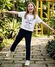 Laughing kids Cotton Jersey Knit Half Sleeves Bunny & BooBloom Text Printed Tee & Pajama Set - Light Blue & Navy Blue