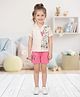 Laughing kids Cotton Jersey Half Sleeves Duck Printed Shirt & Shorts Night Suit - Cream & Pink