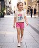 Laughing kids Cotton Jersey Knit Half Sleeves Banana Printed Tee & Shorts Set - Cream & Pink