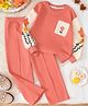 Mark & Mia 100% Cotton Full Sleeves Winter Wear Suit With Floral Print - Dark Orange