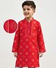 Earthy Touch Woven Full Length Kurta with Full Sleeves and Floral Print in Red