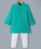 Bow & Tie Full Sleeves Abstract Embroidered Kurta & Pyjama Set - Sea Green