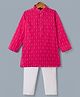Bow & Tie Full Sleeves Abstract Embroidered Kurta & Pyjama Set - Dark Pink