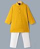 Bow & Tie Full Sleeves Abstract Embroidered Kurta & Pyjama Set - Yellow