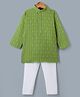 Bow & Tie Full Sleeves Abstract Embroidered Kurta & Pyjama Set - Green