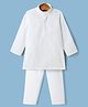 Bow & Tie Full Sleeves Floral Motifs Embroidered Kurta Pyjama Set - White
