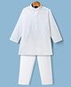 Bow & Tie Full Sleeves Floral Motifs Embroidered Kurta Pyjama Set - White