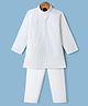 Bow & Tie Full Sleeves Floral Motifs Embroidered Kurta Pyjama Set - White