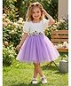 FOSTRIC Cotton Knit Puffed Sleeves Floral Applique Detailed Dress - Purple