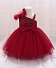 FOSTRIC Cotton Blend Knit Frill Sleeves Sequin Embellished Dress - Red