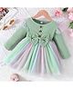 FOSTRIC Cotton Blend Knit Full Sleeves Bow Applique Detailed Dress - Green