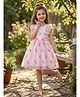 FOSTRIC Organza Knit Sleeveless Floral Printed Dress -  Pink