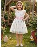 FOSTRIC Organza Knit Sleeveless Floral Printed Dress - White