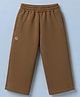 Little Kangaroos Cotton Knit Full Length Fleece and Woollen Pant with and G Text Print - Light Brown