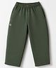 Little Kangaroos Cotton Fleece Knit Full Length Fleece & Woollen Pant with and G Text Print - Olive Green