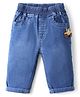 Little Kangaroos 100% Cotton Denim Full Length Jeans with Car Applique - Light Blue