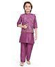 Earth Conscious Silk Woven Full Sleeves Solid Kurta & Pyjama Set With Floral Embroidered Jacket - Pink