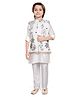 Earth Conscious Silk Woven Full Sleeves Solid Kurta & Pyjama Set With Floral Embroidered Jacket - White