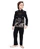 Earth Conscious Blended Woven Full Sleeves Elephant & Trees Embroidered Jodhpuri Set -  Black