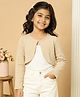 Kiddopanti Fleece Knit Full Sleeves Solid Shrug - Beige