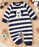 Mark & Mia Cotton Mixes Winter Wear Full Raglan Sleeves Romper with Stripes & Puppy Applique - Navy Blue
