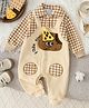 Mark & Mia Cotton Mixes Winter Wear Collared Full Sleeves Romper with Checks & Cake Applique - Beige