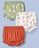 Babyhug 100% Cotton Single Jersey Knit Bloomer With Floral Print Pack of 3 - Orange Green White