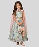 PinkCow Silk Woven Sleeveless Floral Printed Choli & Lehenga Set With Floral Applique Detailed Dupatta - Sea Green