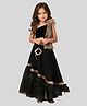 PinkCow Velvet Woven One Shoulder Sleeves Floral Applique Detailed Choli & Lehenga Set - Black