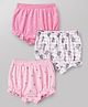 Babyhug 100% Cotton Single Jersey Knit Striped Bloomer with Hearts & Teddy Print Pack of 3 - Light Pink, White, Pink