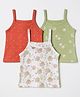 Babyhug 100% Cotton Single Jersey Knit Slips with Floral, Sheep & Polka Dot Print Pack of 3 - Light Green, White, Orange