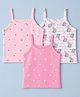 Babyhug 100% Cotton Single Jersey Knit Striped Slips with Polka Dots Hearts & Teddy Print Pack of 3 - Light Pink, White, Pink