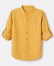 Pine Kids 100% Cotton Woven Solid Shirt with Full Sleeves in Yellow