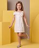 Peppermint Synthetic Knit Cold Shoulder Sleeves Sequins Embellished Floral Applique Detailed Dress - Cream