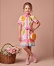 Peppermint Woven Half Sleeves  Leaves Printed Dress With Sling Bag - Multi Colour