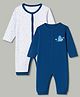 Babyhug 100% Cotton Interlock Knit Full Sleeves Rompers With Home Print Pack of 2 -Blue White